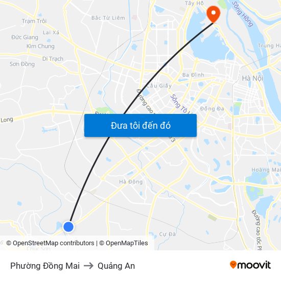 Phường Đồng Mai to Quảng An map