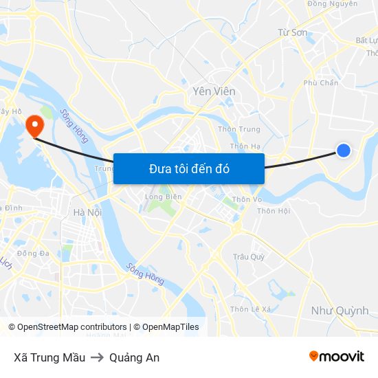 Xã Trung Mầu to Quảng An map