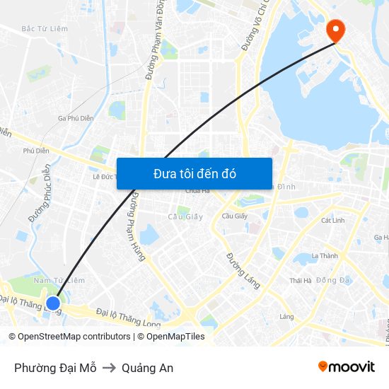 Phường Đại Mỗ to Quảng An map