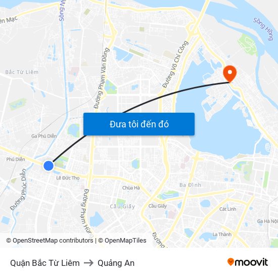 Quận Bắc Từ Liêm to Quảng An map