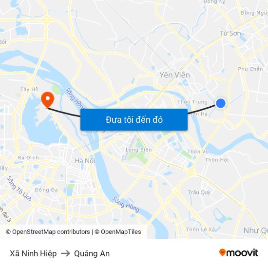 Xã Ninh Hiệp to Quảng An map