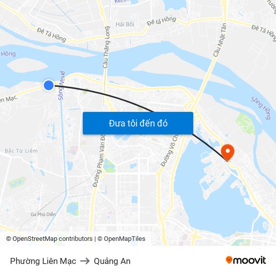 Phường Liên Mạc to Quảng An map