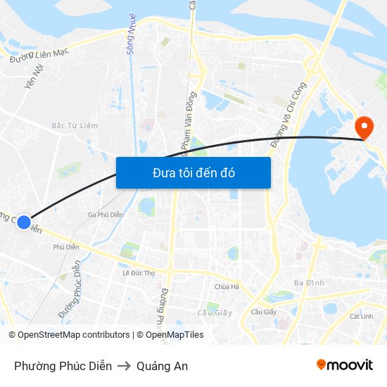 Phường Phúc Diễn to Quảng An map