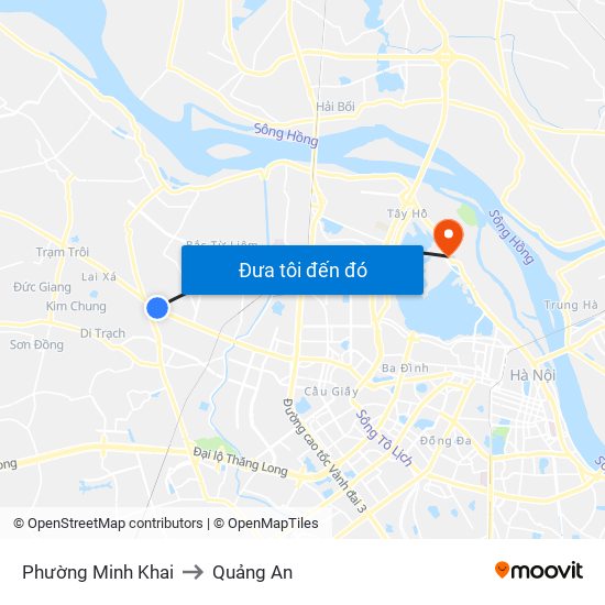 Phường Minh Khai to Quảng An map