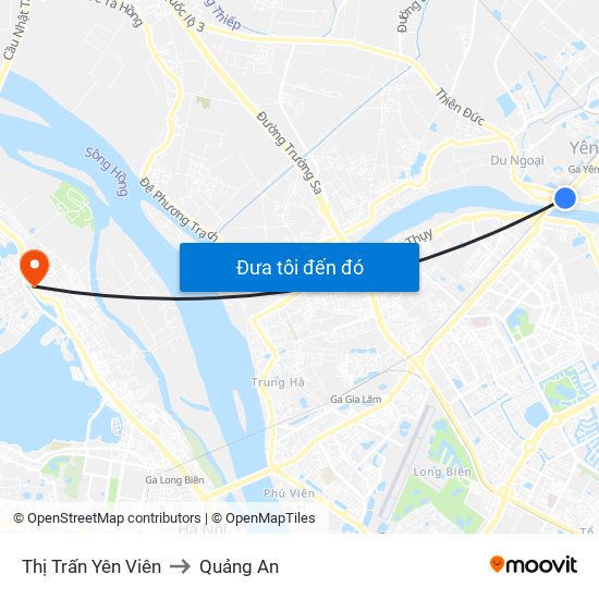 Thị Trấn Yên Viên to Quảng An map