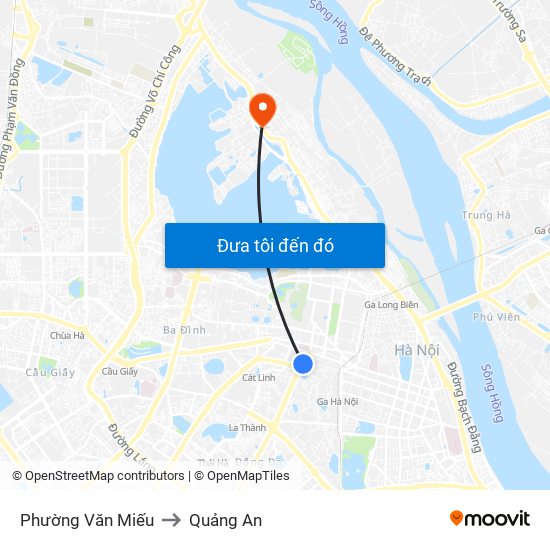 Phường Văn Miếu to Quảng An map