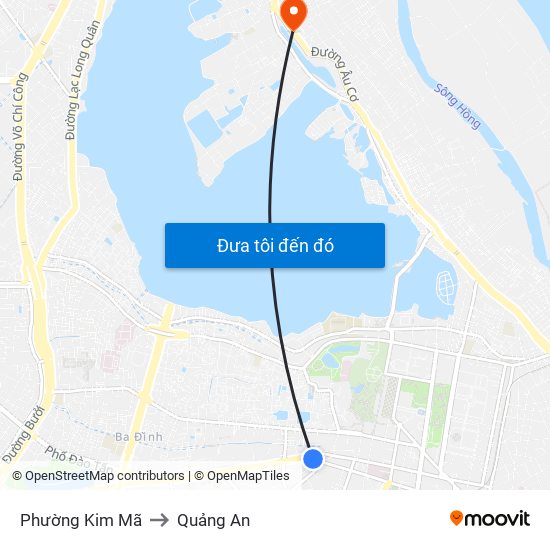 Phường Kim Mã to Quảng An map