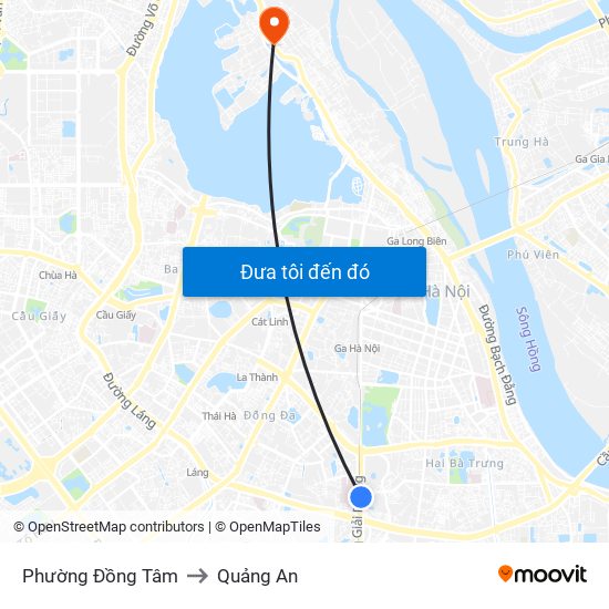 Phường Đồng Tâm to Quảng An map