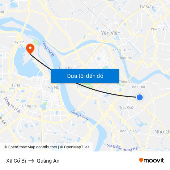 Xã Cổ Bi to Quảng An map