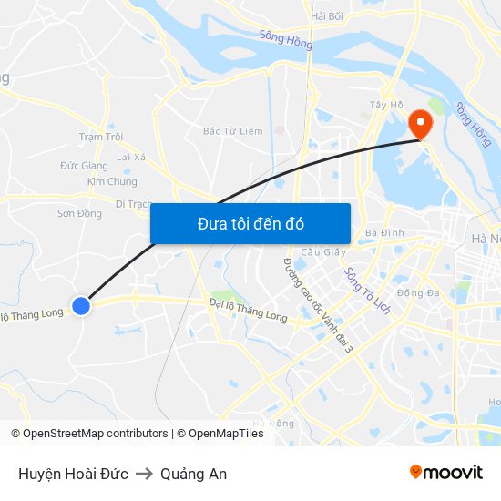 Huyện Hoài Đức to Quảng An map