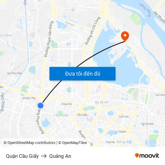 Quận Cầu Giấy to Quảng An map