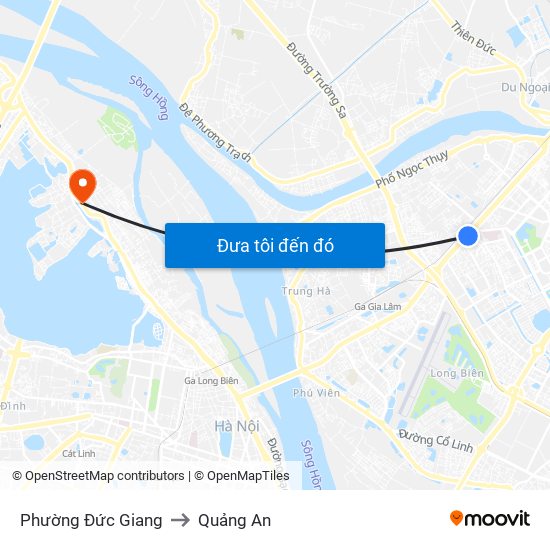 Phường Đức Giang to Quảng An map