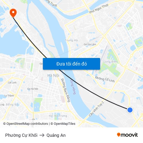 Phường Cự Khối to Quảng An map