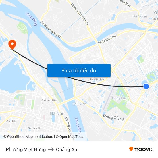 Phường Việt Hưng to Quảng An map