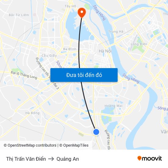 Thị Trấn Văn Điển to Quảng An map
