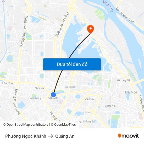 Phường Ngọc Khánh to Quảng An map