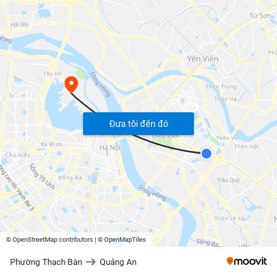 Phường Thạch Bàn to Quảng An map