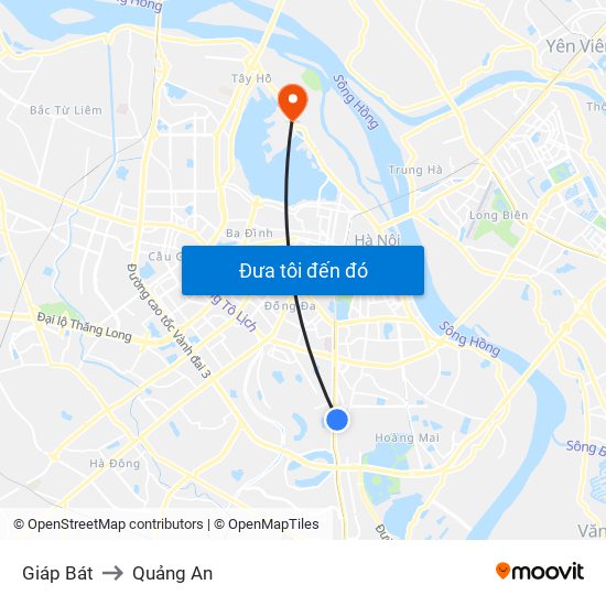 Giáp Bát to Quảng An map