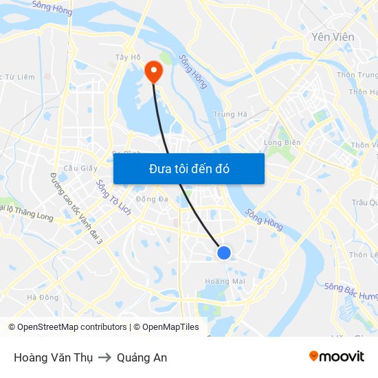 Hoàng Văn Thụ to Quảng An map
