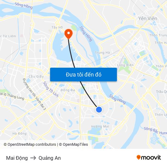 Mai Động to Quảng An map