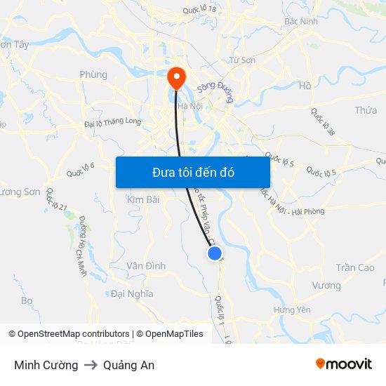 Minh Cường to Quảng An map