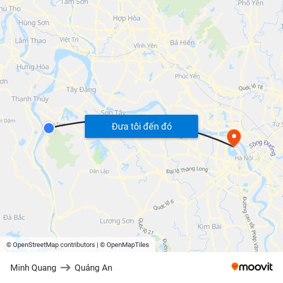 Minh Quang to Quảng An map