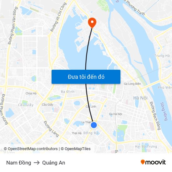 Nam Đồng to Quảng An map