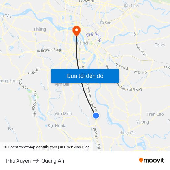 Phú Xuyên to Quảng An map