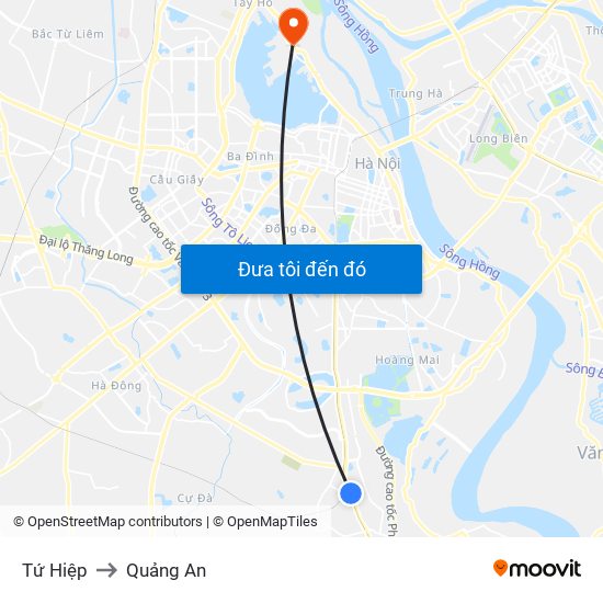 Tứ Hiệp to Quảng An map