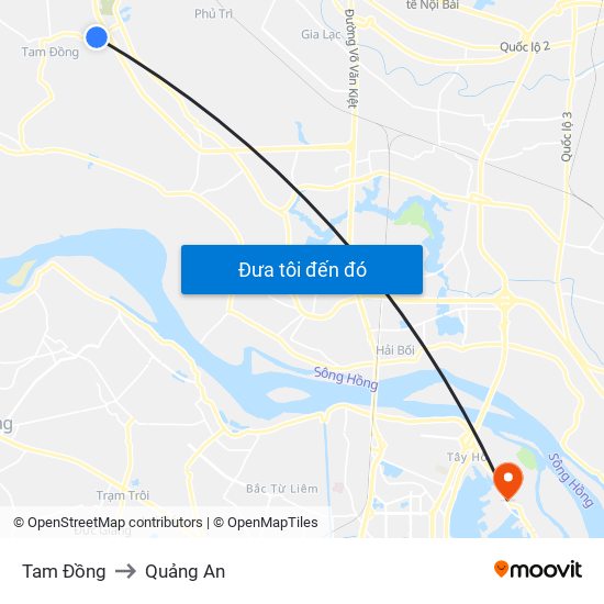 Tam Đồng to Quảng An map