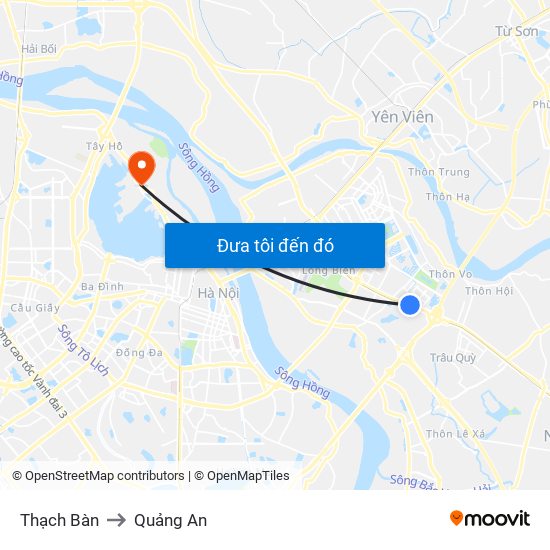 Thạch Bàn to Quảng An map