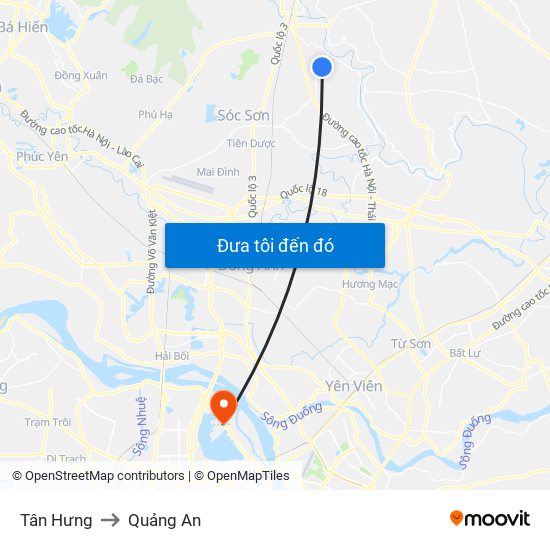 Tân Hưng to Quảng An map