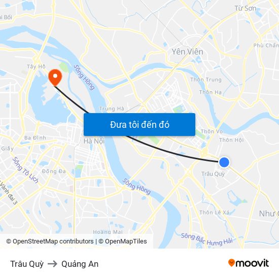 Trâu Quỳ to Quảng An map