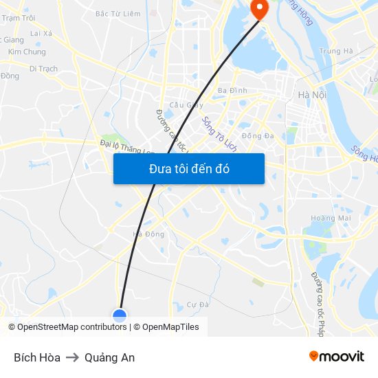 Bích Hòa to Quảng An map