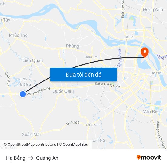 Hạ Bằng to Quảng An map