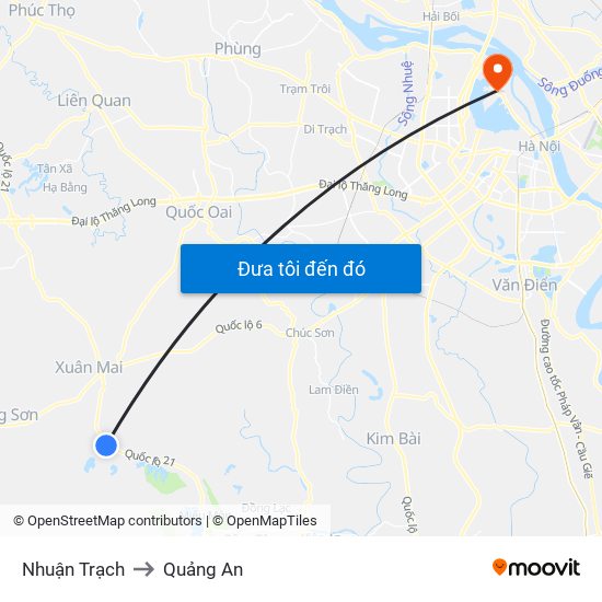 Nhuận Trạch to Quảng An map