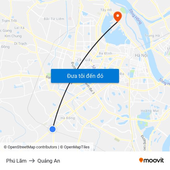 Phú Lãm to Quảng An map