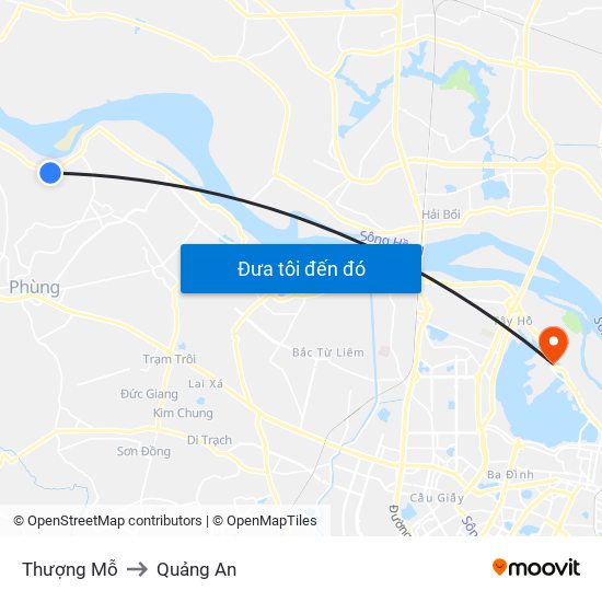 Thượng Mỗ to Quảng An map