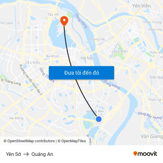 Yên Sở to Quảng An map