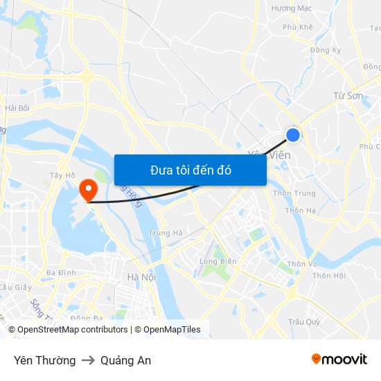 Yên Thường to Quảng An map