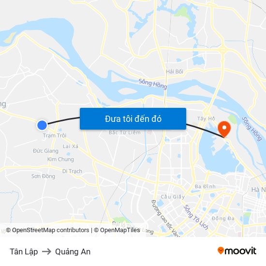 Tân Lập to Quảng An map