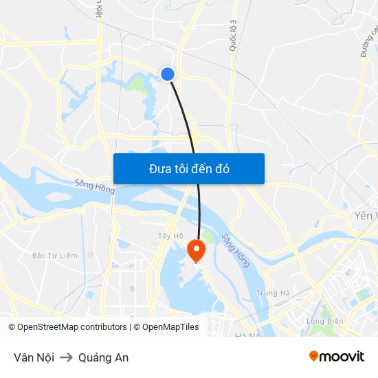 Vân Nội to Quảng An map
