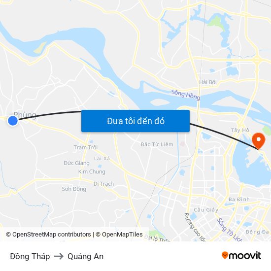 Đồng Tháp to Quảng An map