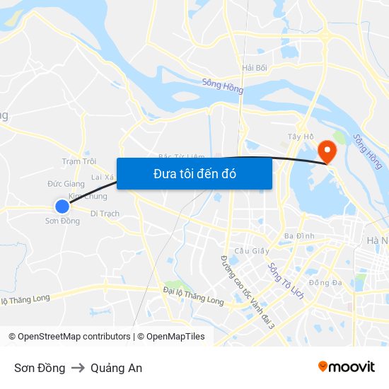 Sơn Đồng to Quảng An map