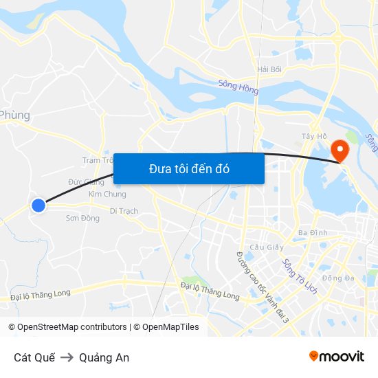 Cát Quế to Quảng An map