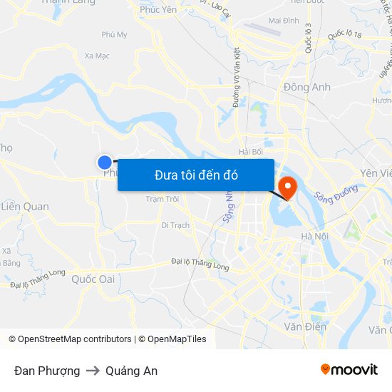 Đan Phượng to Quảng An map