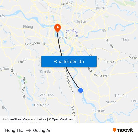 Hồng Thái to Quảng An map