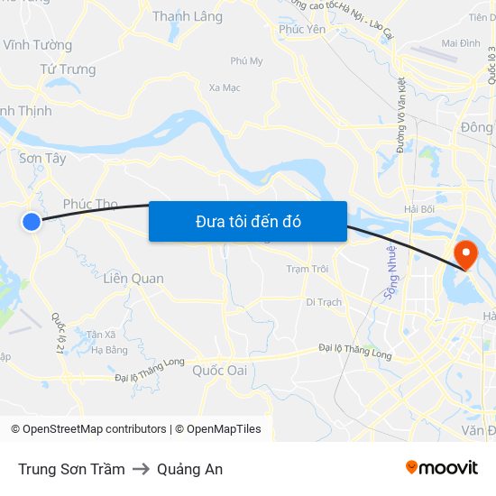 Trung Sơn Trầm to Quảng An map