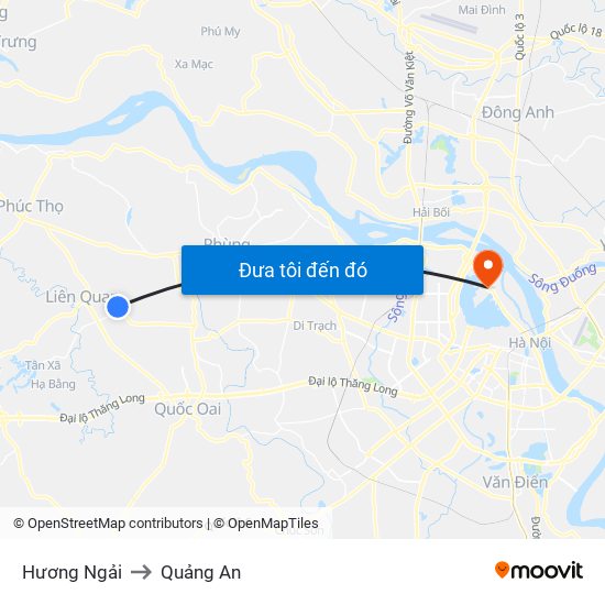 Hương Ngải to Quảng An map