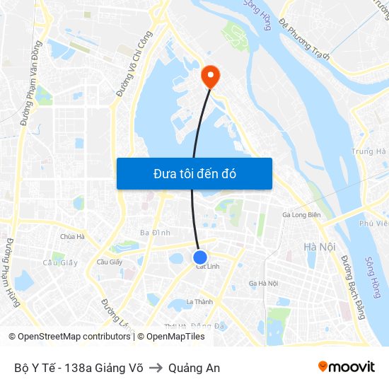 Bộ Y Tế - 138a Giảng Võ to Quảng An map